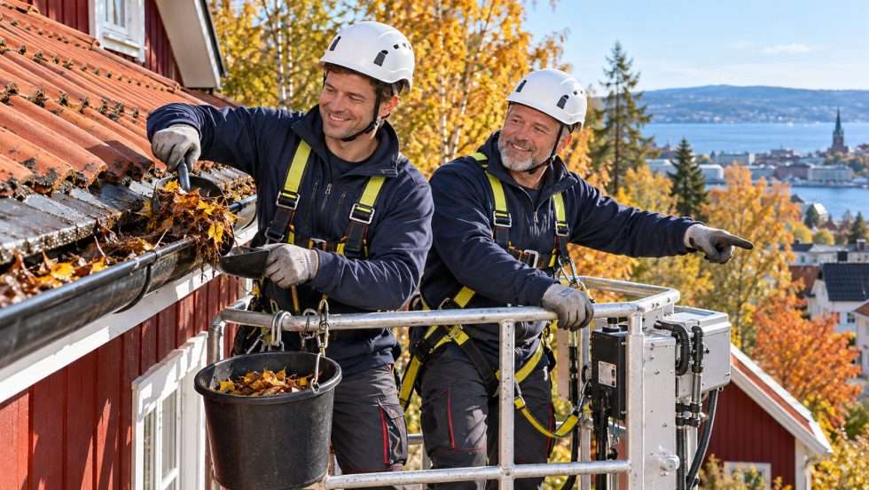 Takrennene renses om høsten på et fast servicebesøk