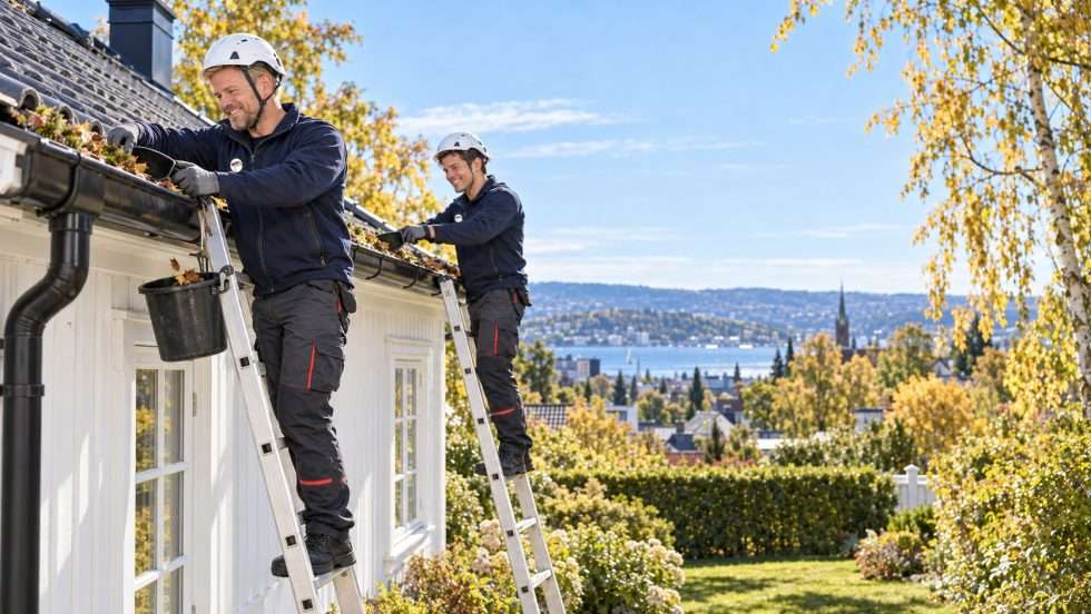 To fra Oslo Takrenner renser takrennene på en villa om høsten